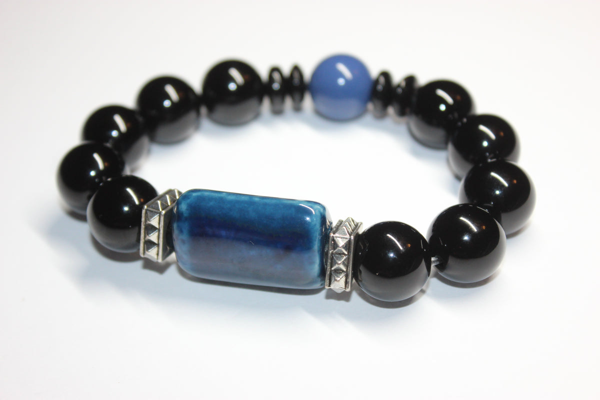Blue & Black Beaded Bracelet