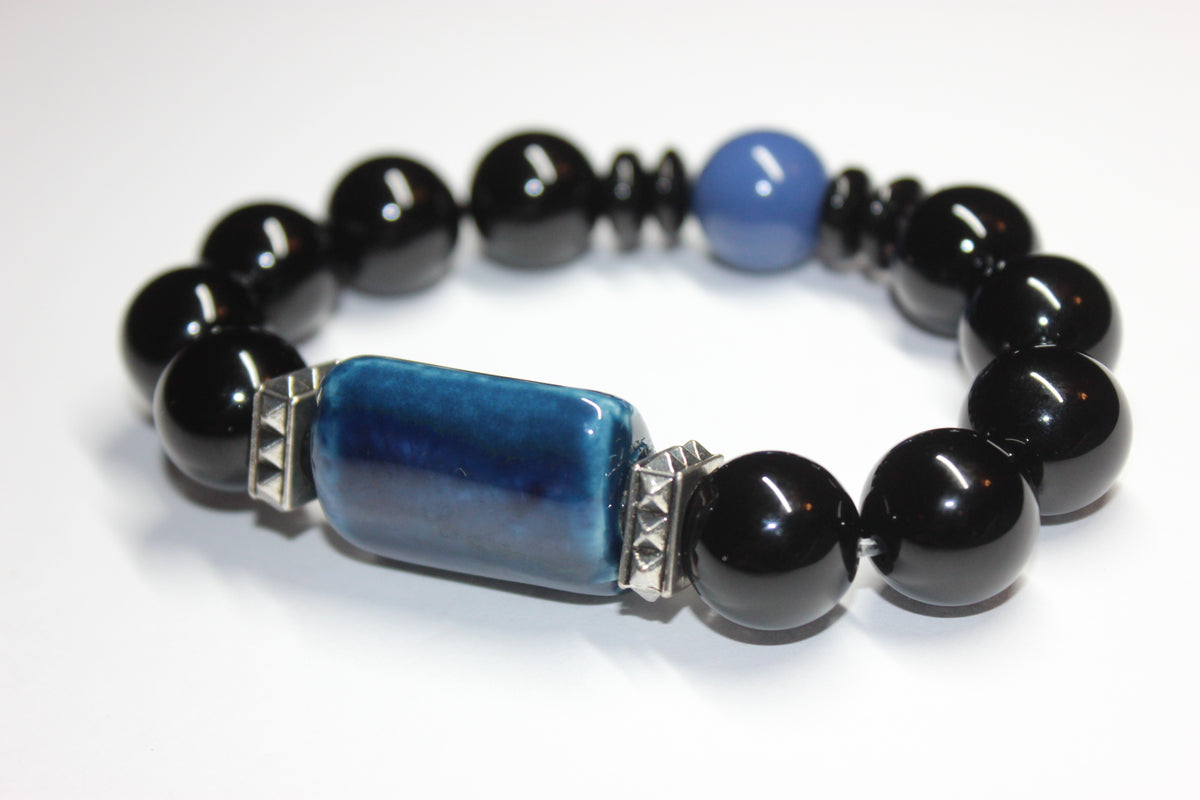 Blue & Black Beaded Bracelet