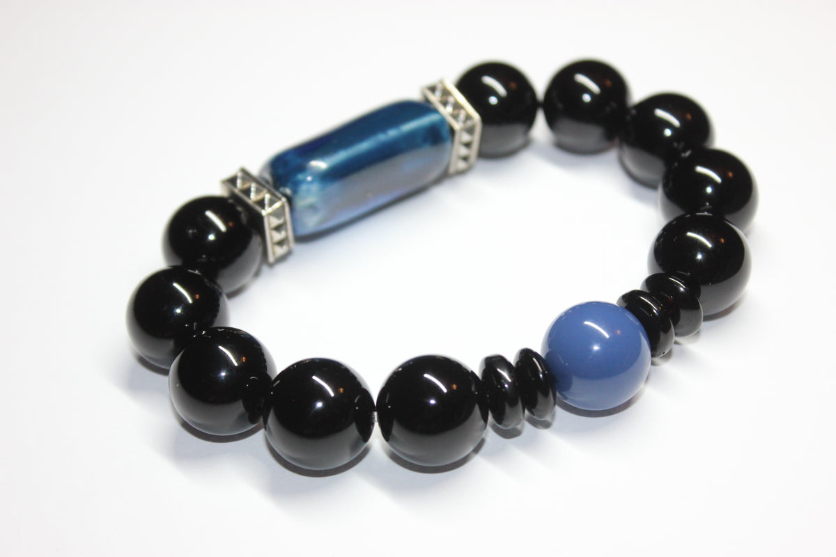 Blue & Black Beaded Bracelet