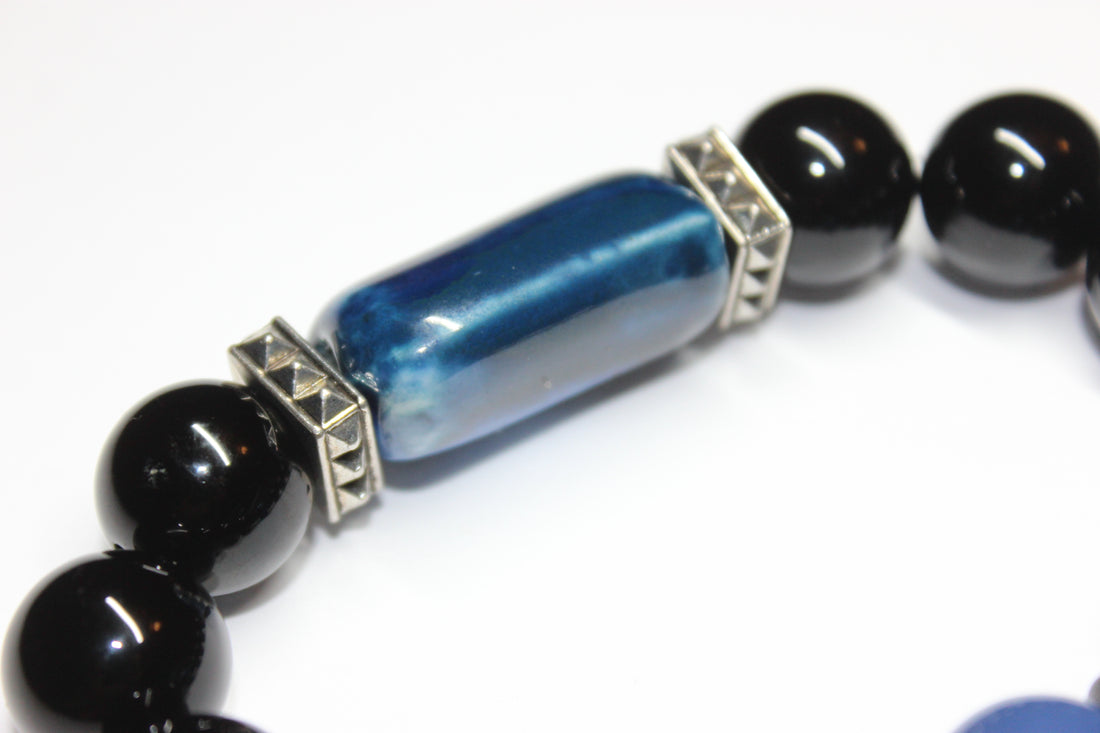 Blue & Black Beaded Bracelet
