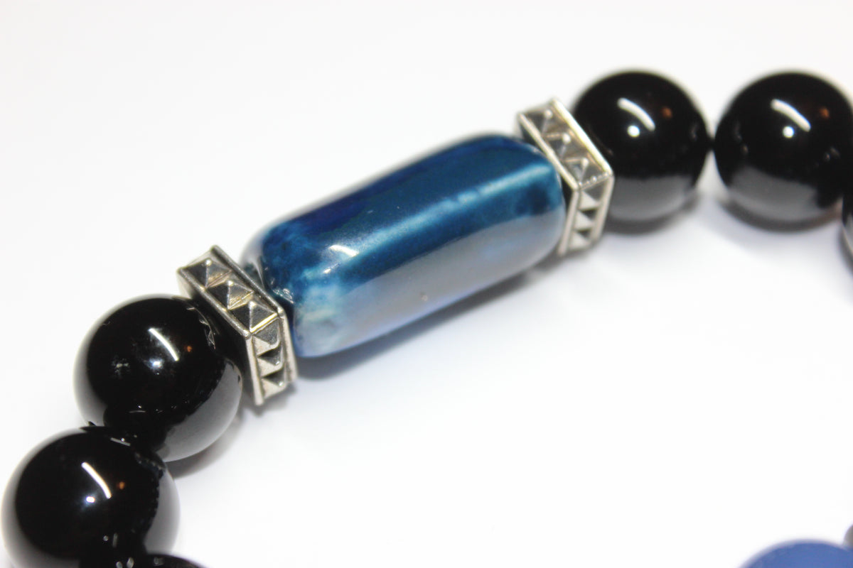 Blue & Black Beaded Bracelet