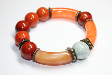 Shades Of Orange Beaded Bracelet