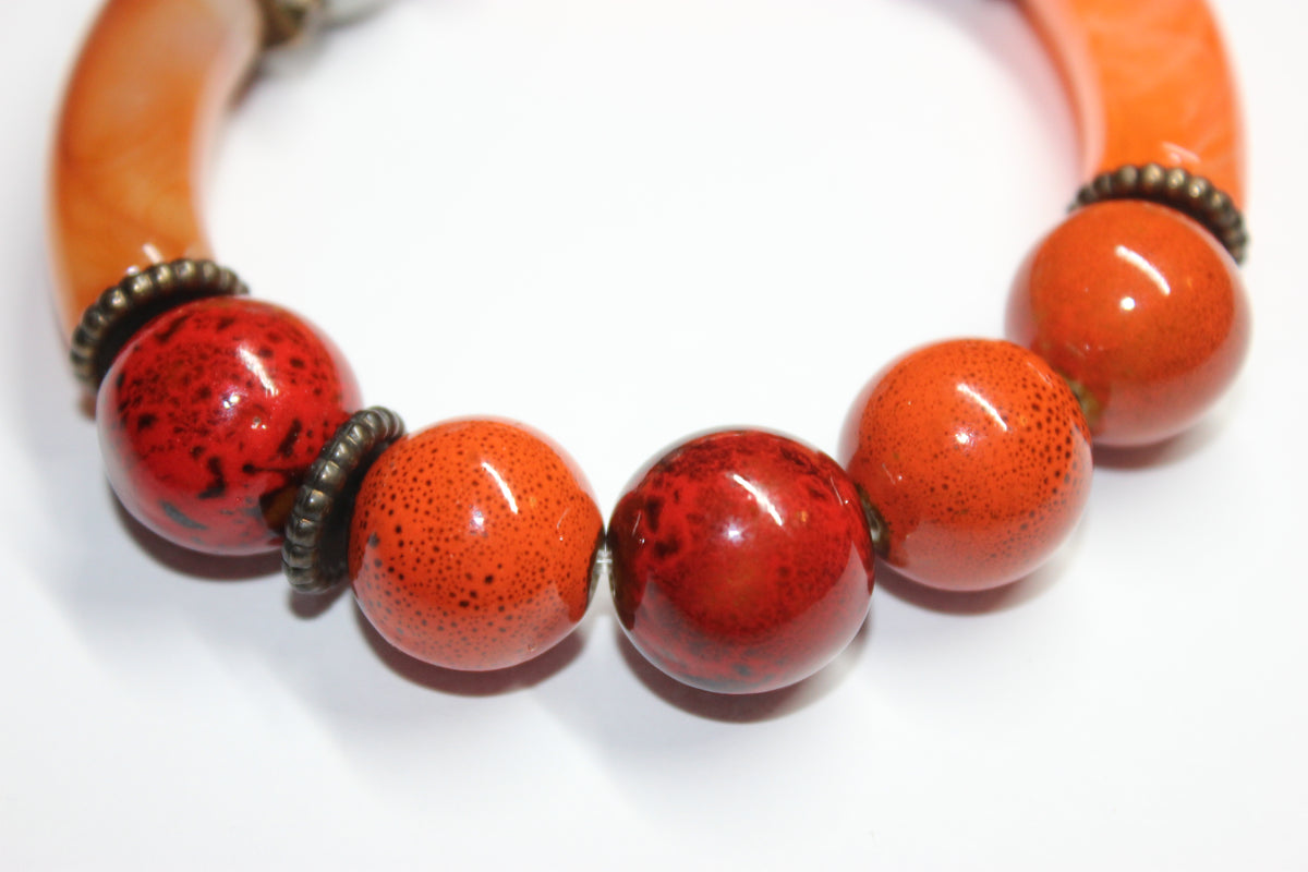 Shades Of Orange Beaded Bracelet