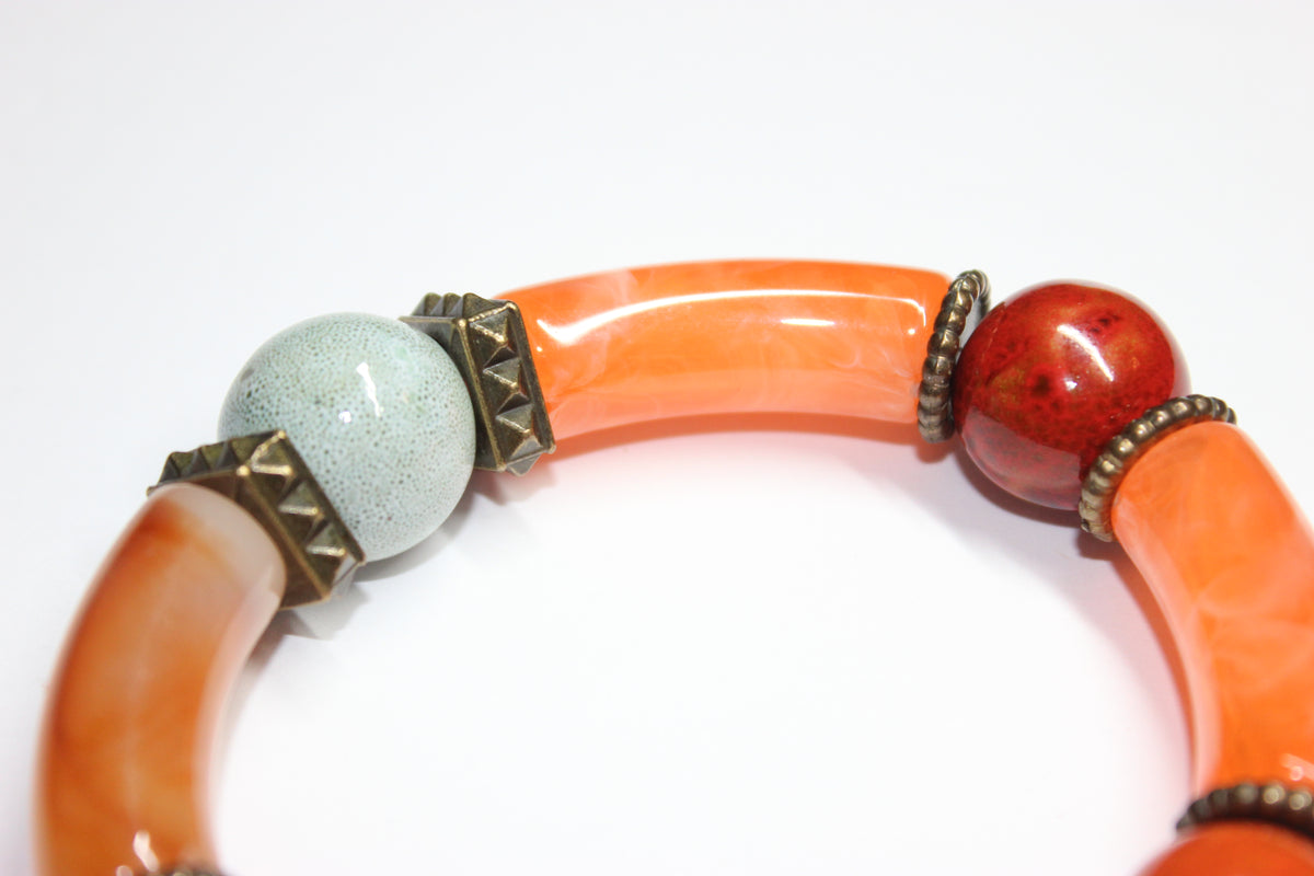 Shades Of Orange Beaded Bracelet