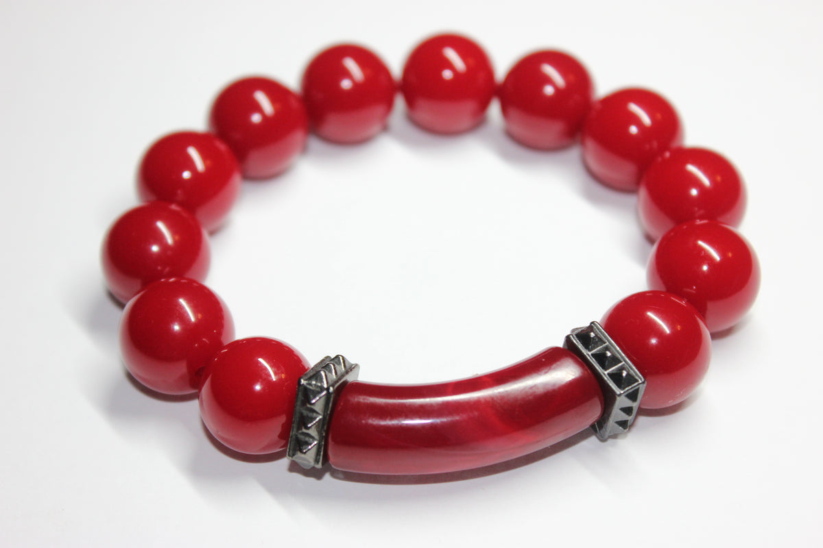Shades Of Red Beaded Bracelet