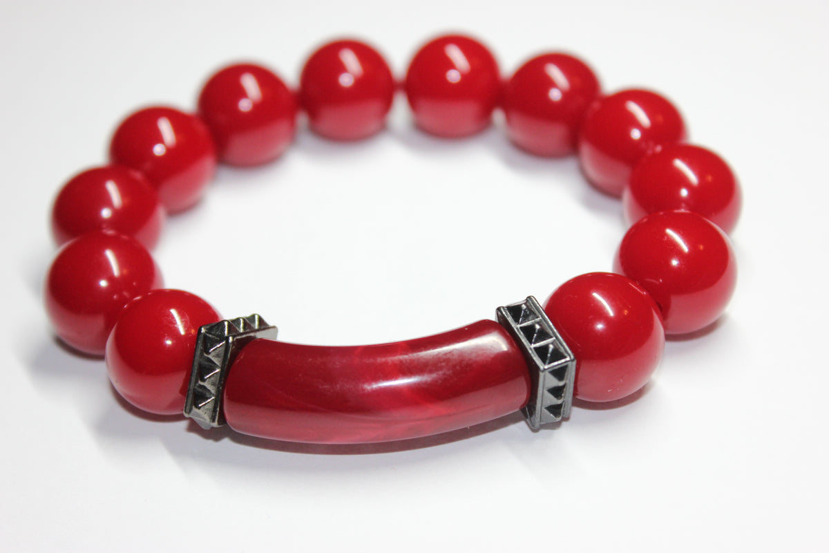 Shades Of Red Beaded Bracelet