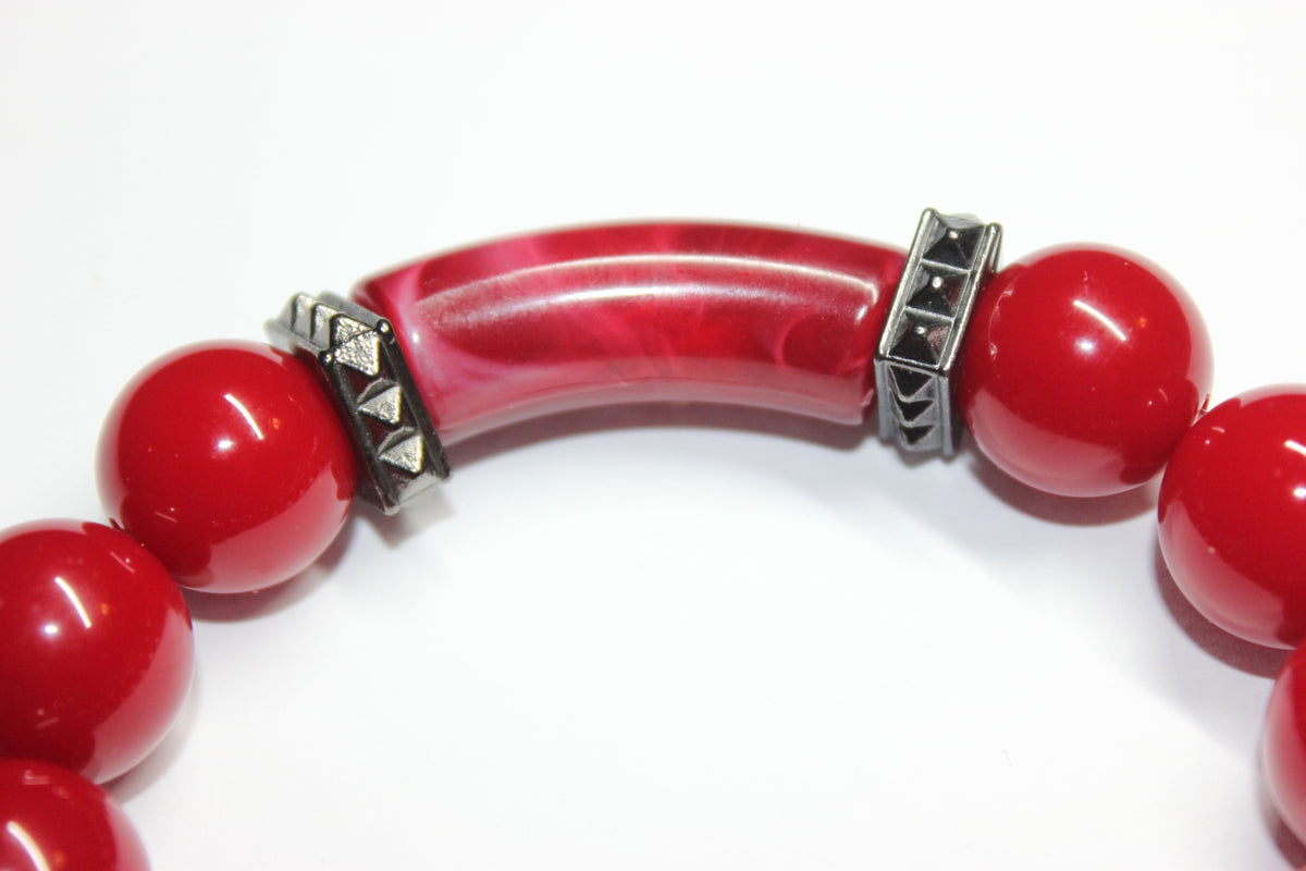 Shades Of Red Beaded Bracelet