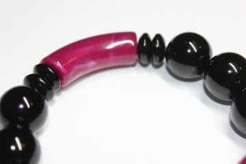 Black & Cranberry Plum beaded bracelet