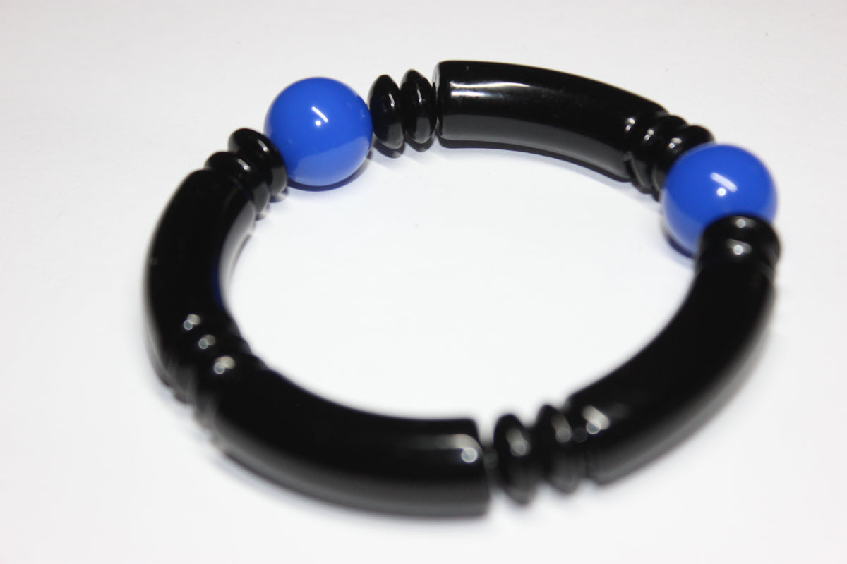 Blue & Black Beaded Bracelet