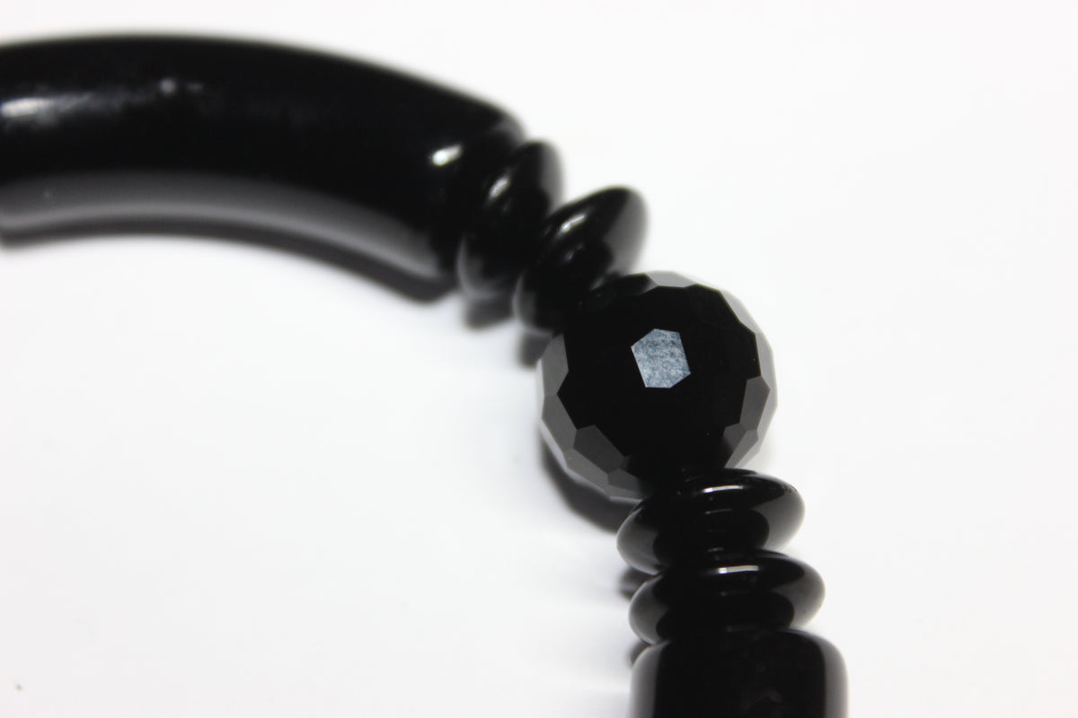 Black on Black with a touch of Black Ice Beaded Bracelet