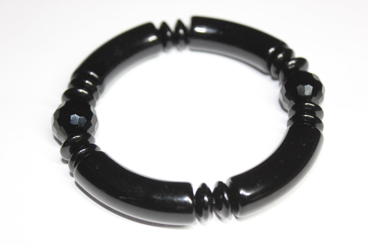 Black on Black with a touch of Black Ice Beaded Bracelet