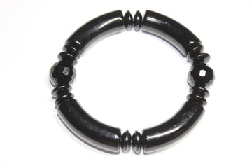 Black on Black with a touch of Black Ice Beaded Bracelet
