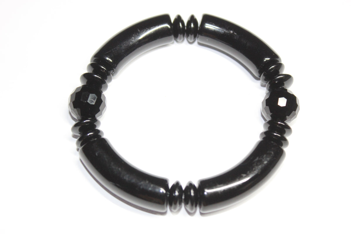 Black on Black with a touch of Black Ice Beaded Bracelet