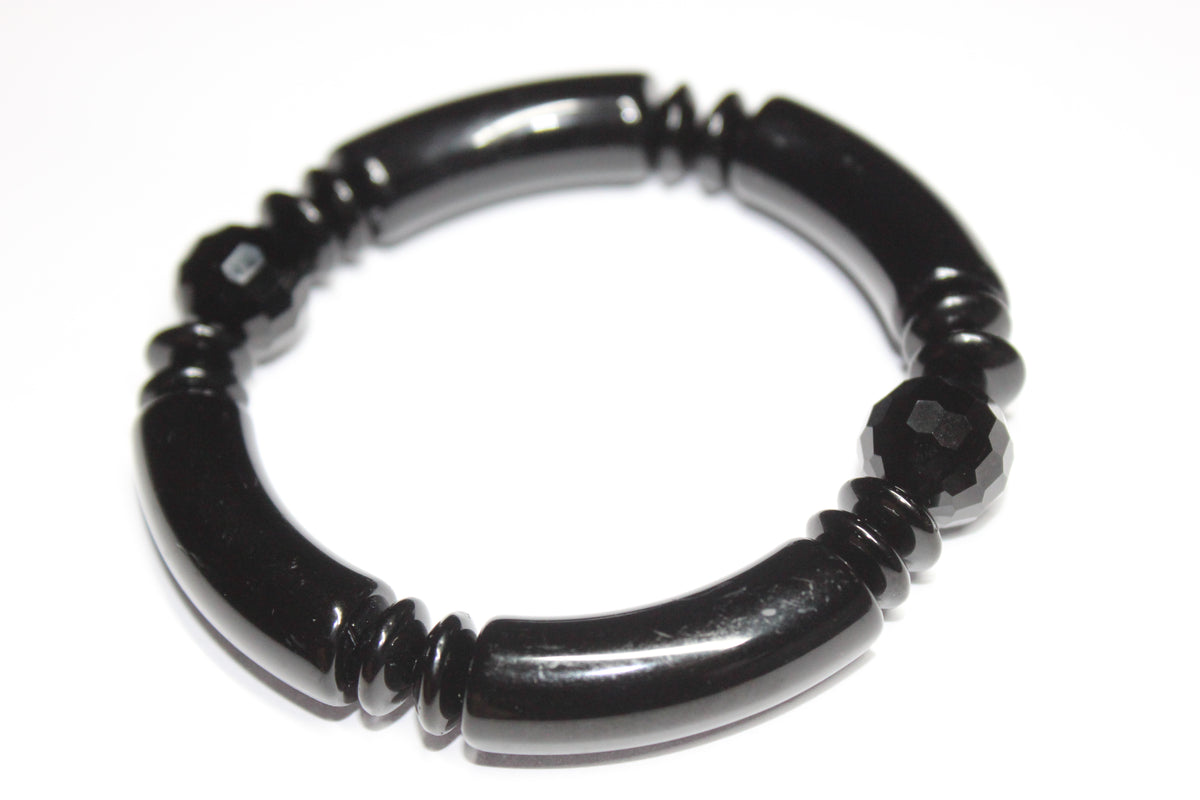 Black on Black with a touch of Black Ice Beaded Bracelet