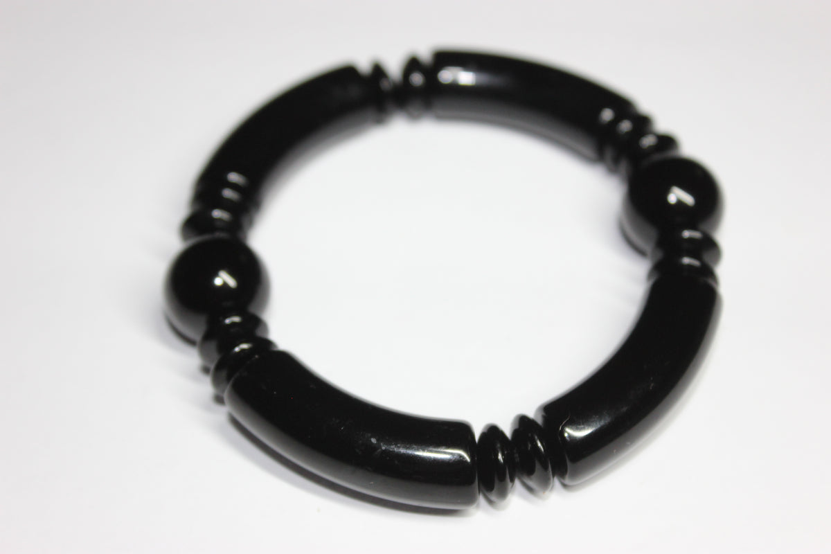 Black On Black Beaded Bracelet