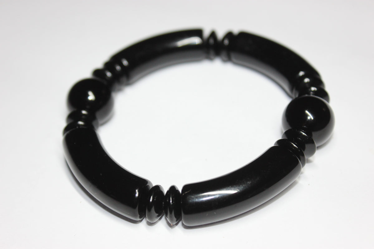 Black On Black Beaded Bracelet