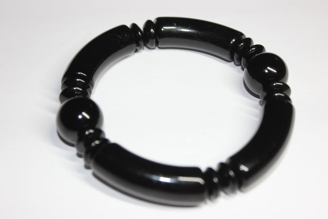 Black On Black Beaded Bracelet