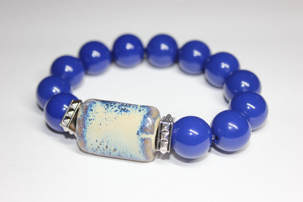 Shades Of Blue Beaded Bracelet