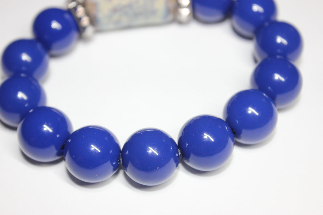 Shades Of Blue Beaded Bracelet