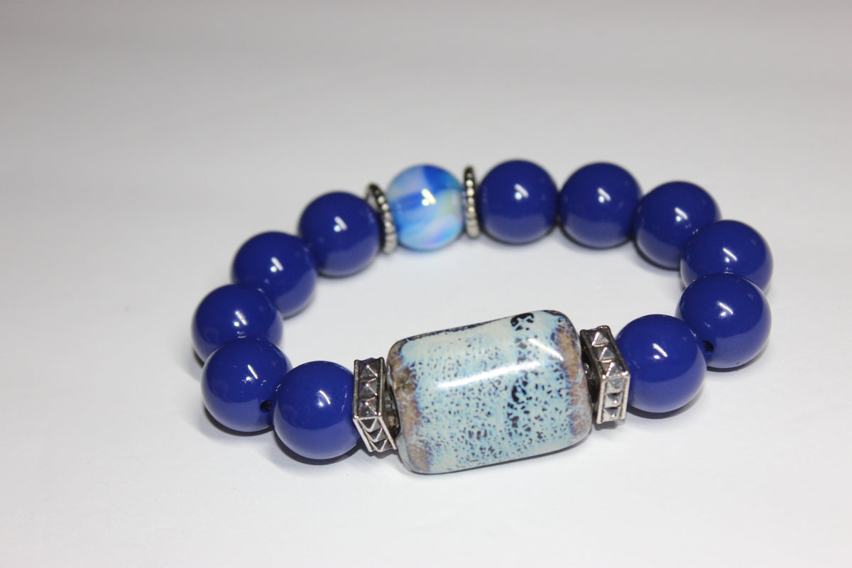 Shades Of Blue Beaded Bracelet