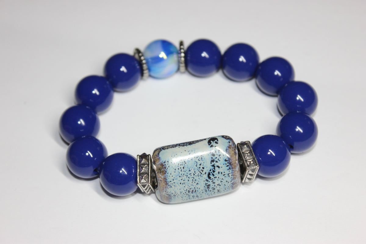 Shades Of Blue Beaded Bracelet