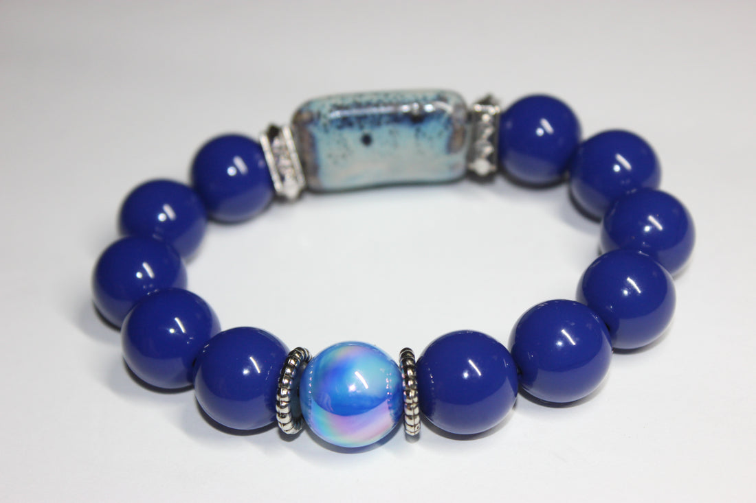 Shades Of Blue Beaded Bracelet