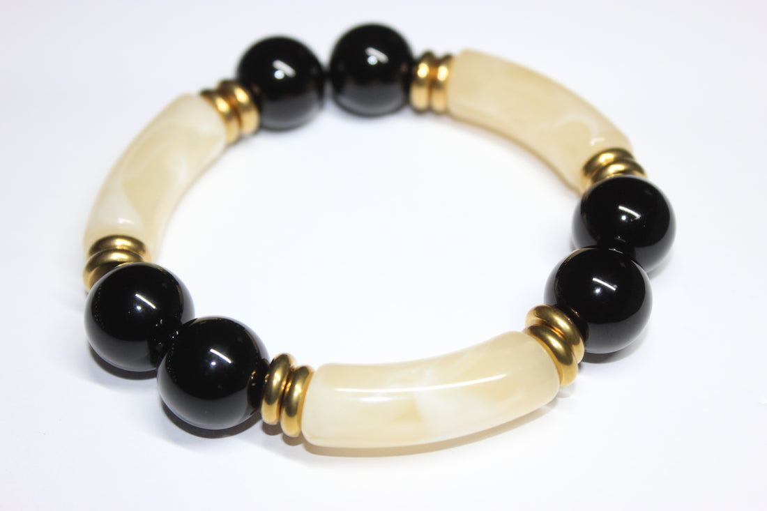 Black/Gold Earthtone Beaded Bracelet