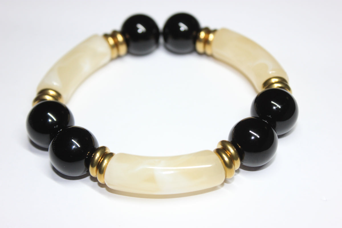 Black/Gold Earthtone Beaded Bracelet