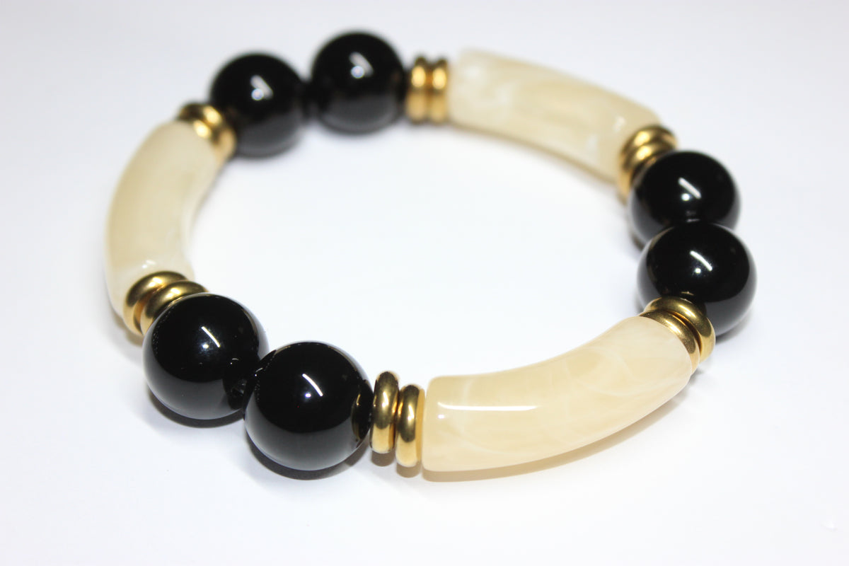 Black/Gold Earthtone Beaded Bracelet
