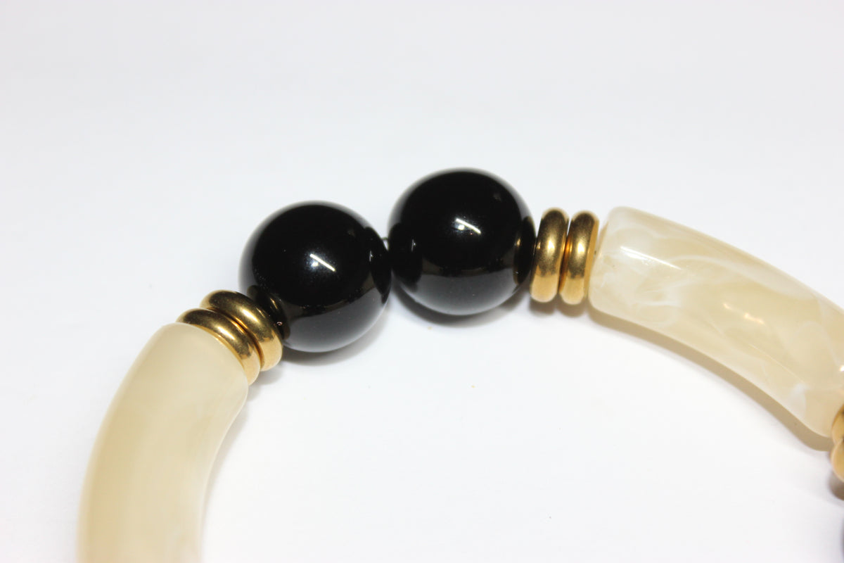 Black/Gold Earthtone Beaded Bracelet