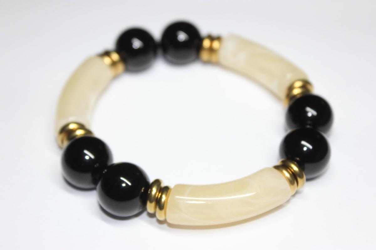 Black/Gold Earthtone Beaded Bracelet