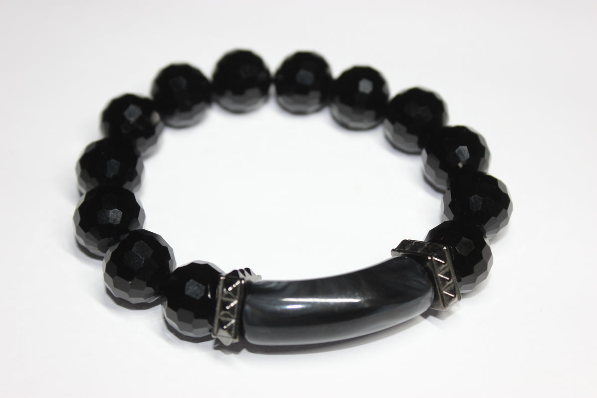 Black Ice & Grey Beaded Bracelet