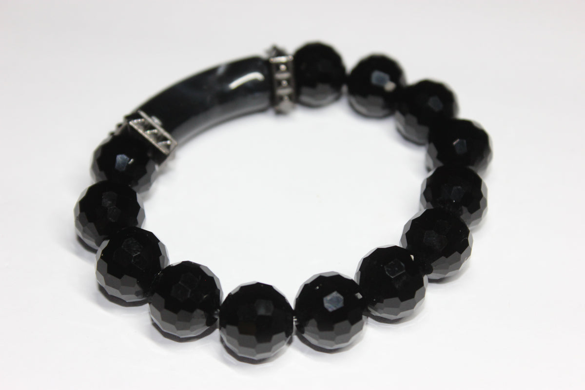 Black Ice & Grey Beaded Bracelet