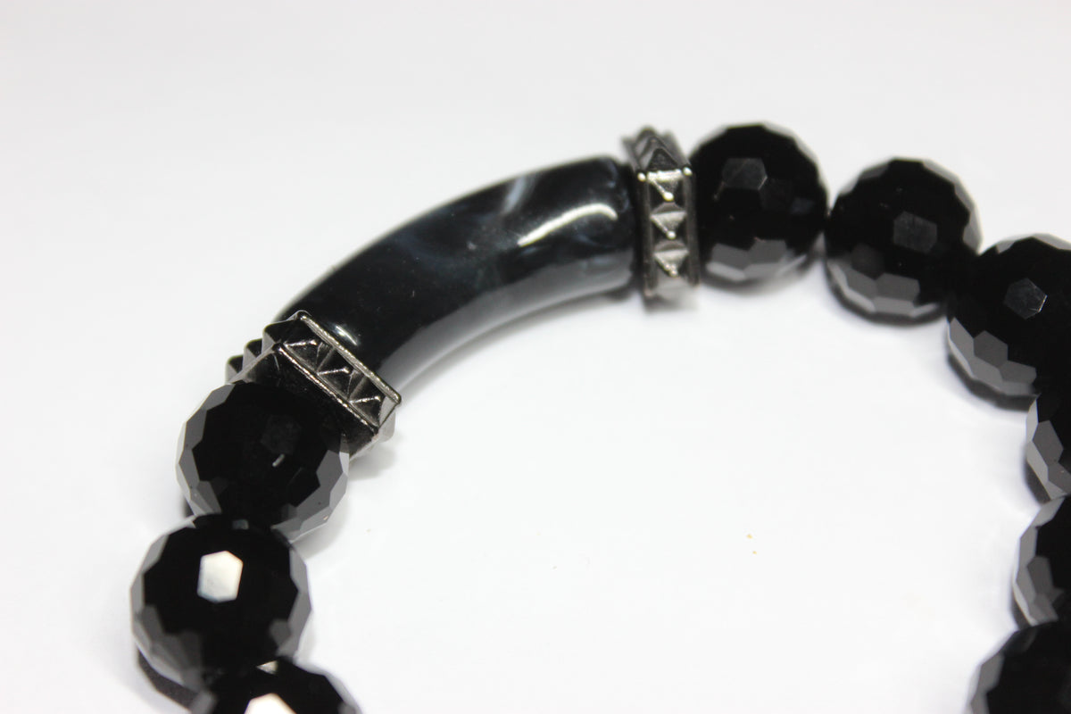 Black Ice & Grey Beaded Bracelet