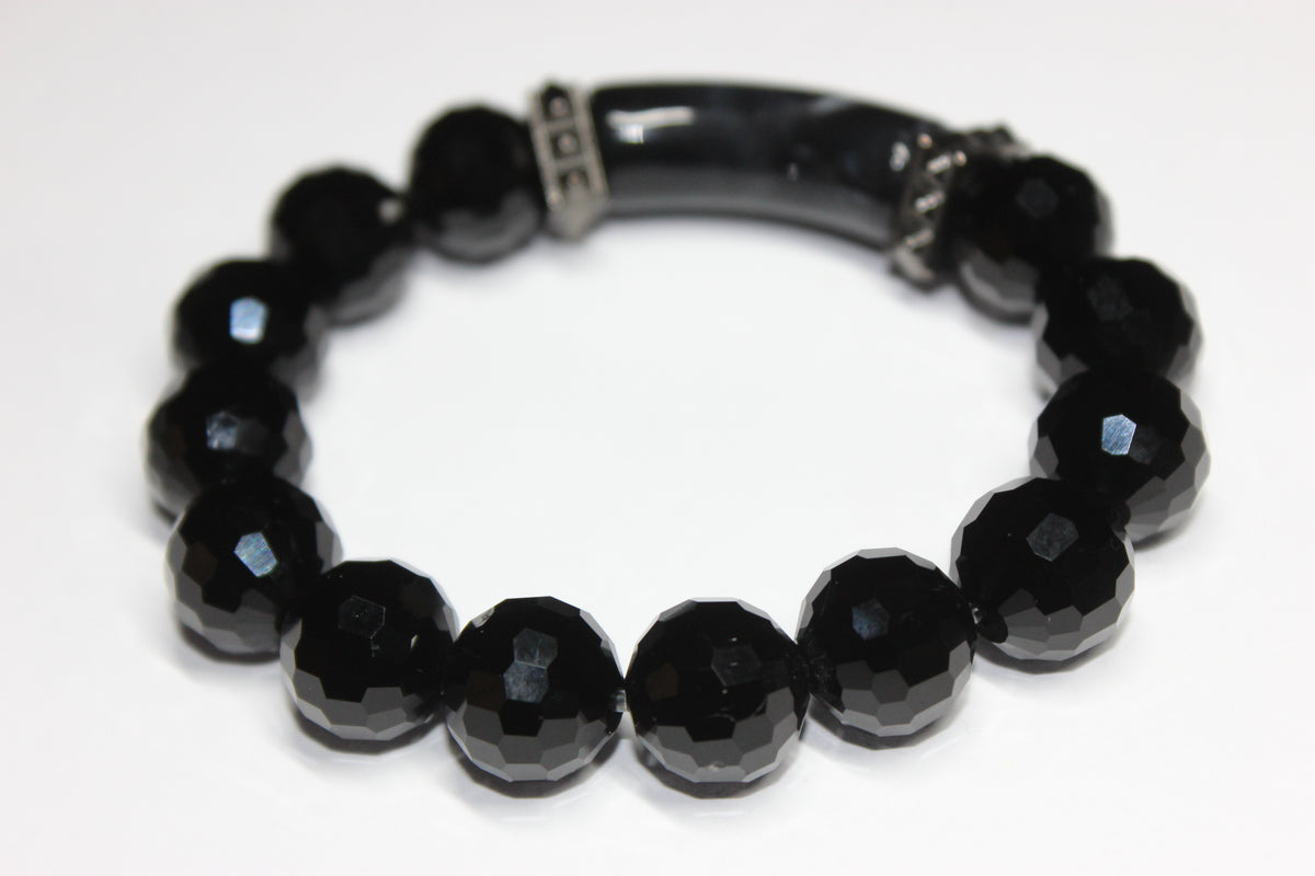 Black Ice & Grey Beaded Bracelet