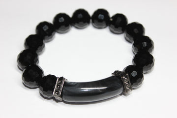 Black Ice & Grey Beaded Bracelet