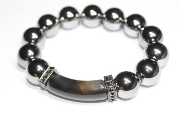 Grey On Grey Chrome Beaded Bracelet
