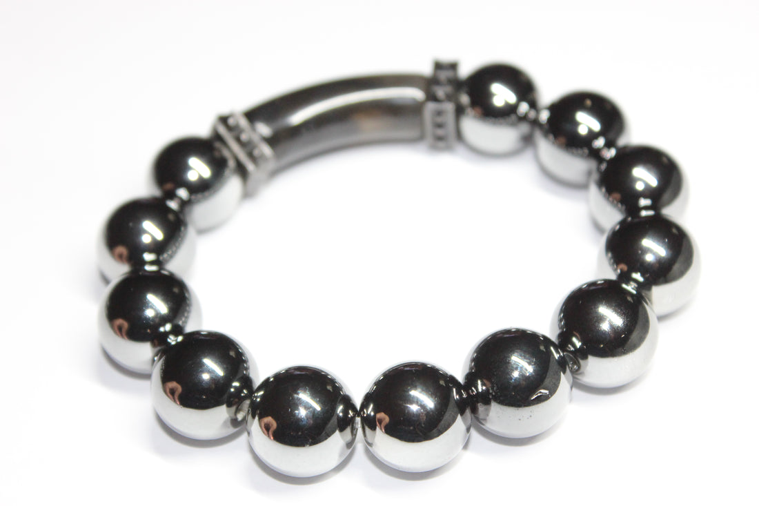 Grey On Grey Chrome Beaded Bracelet