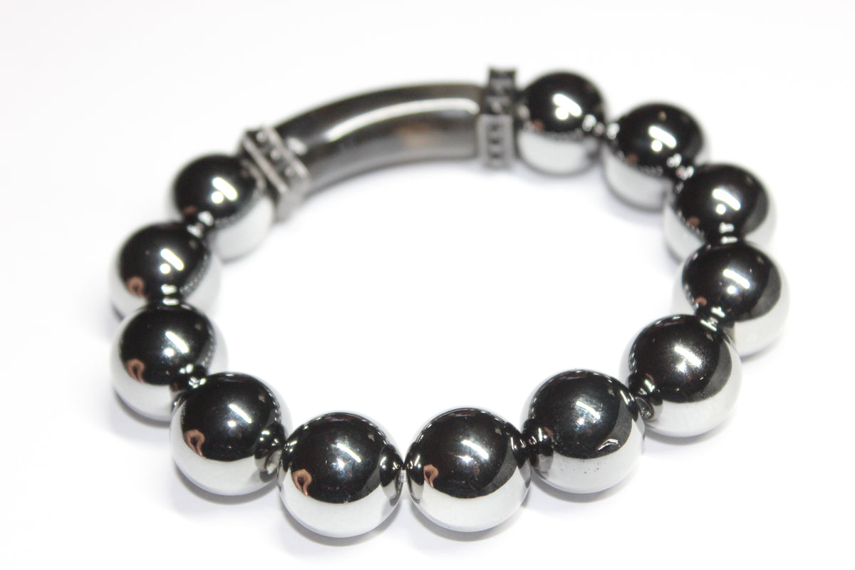 Grey On Grey Chrome Beaded Bracelet