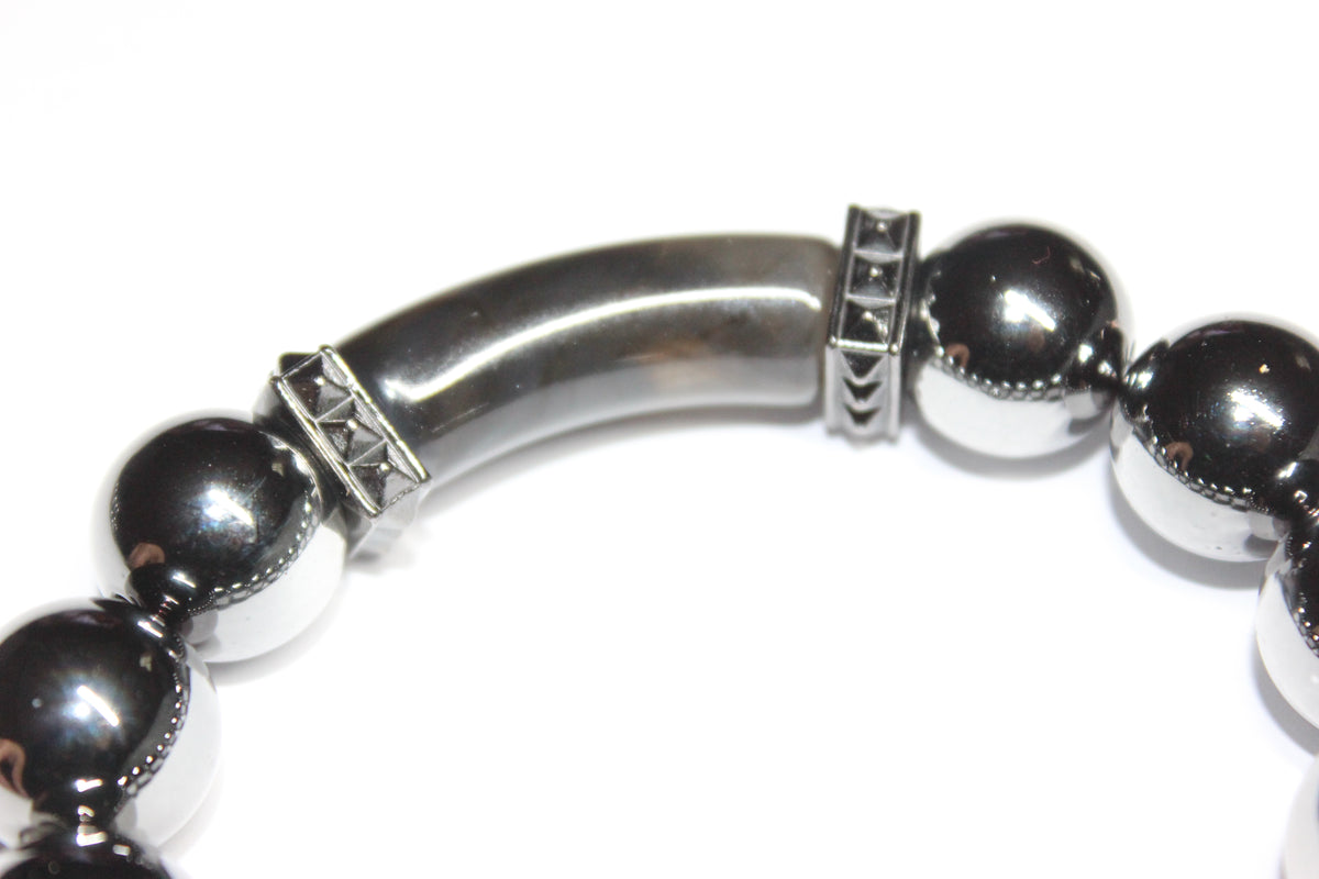 Grey On Grey Chrome Beaded Bracelet