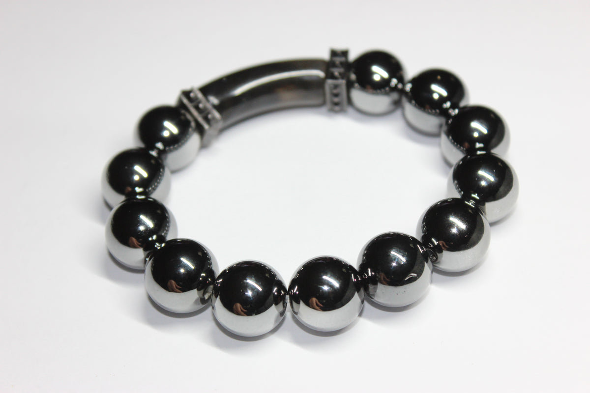 Grey On Grey Chrome Beaded Bracelet