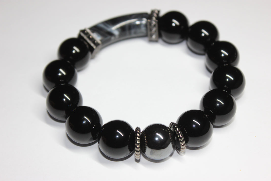 Black & Grey Beaded Bracelet