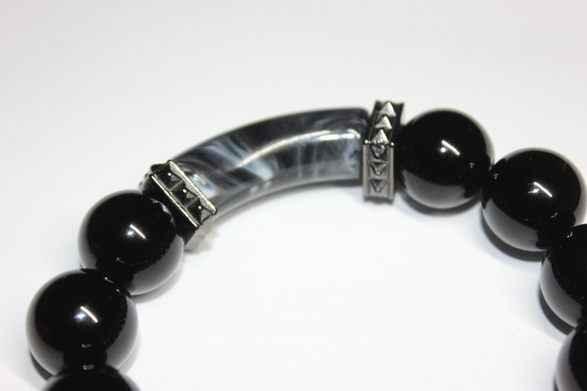 Black Ice & Grey Beaded Bracelet