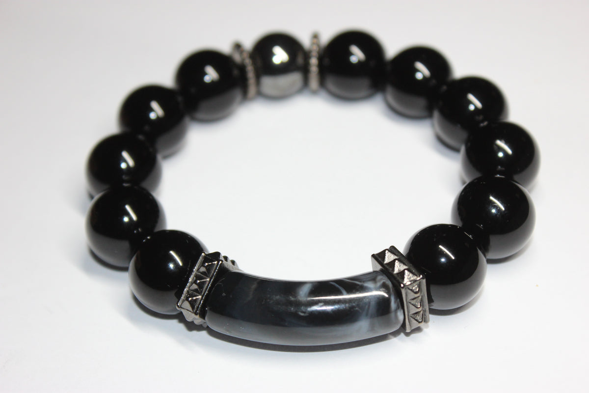Black & Grey Beaded Bracelet