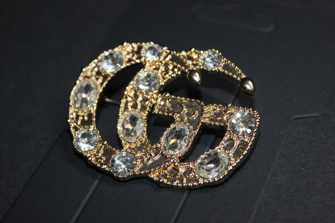 Gold Rhinestone Brooch Pins