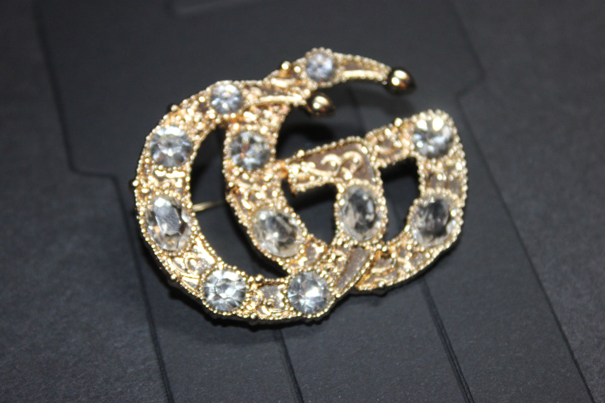 Gold Rhinestone Brooch Pins