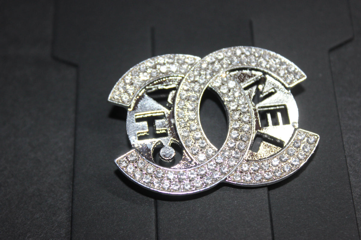 Silver Rhinestone Brooch Pin