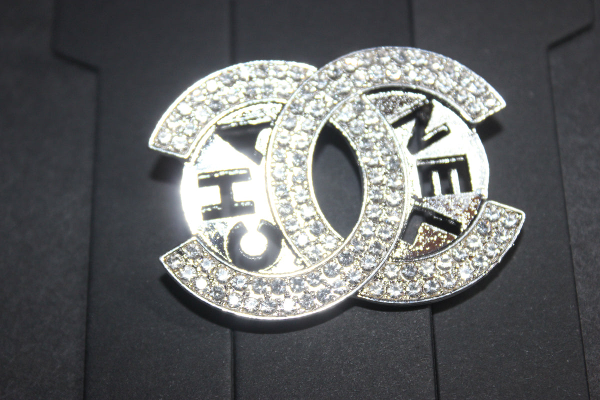 Silver Rhinestone Brooch Pin