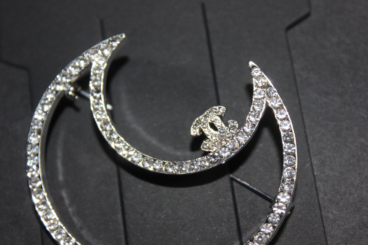 Silver Rhinestone Brooch Pin