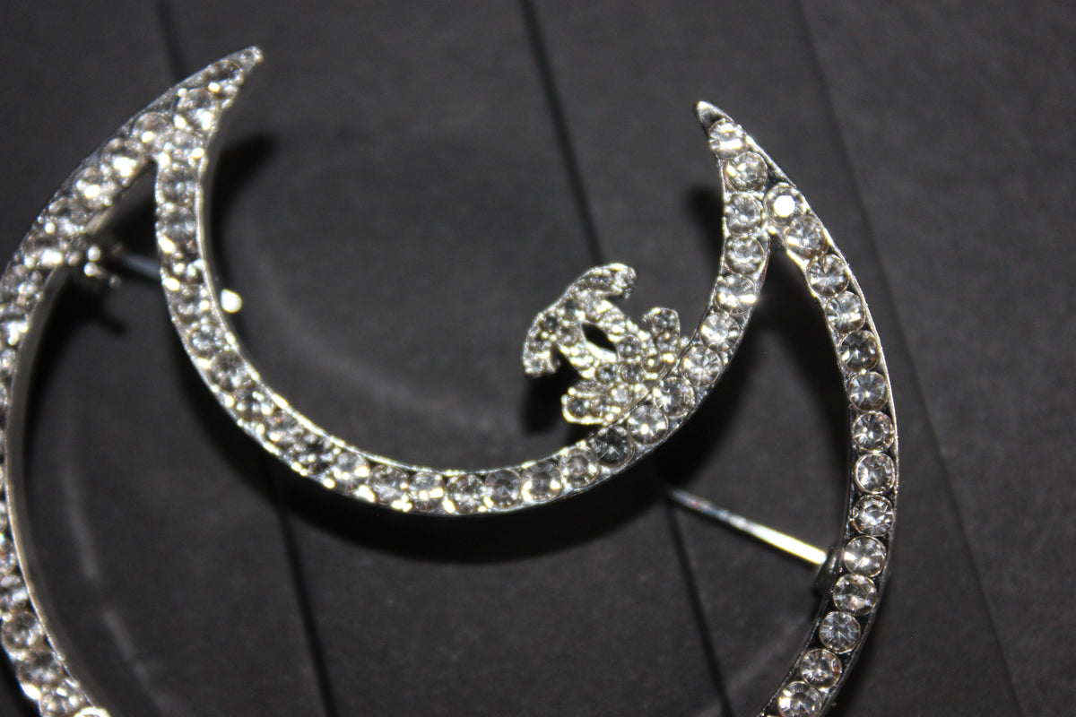 Silver Rhinestone Brooch Pin